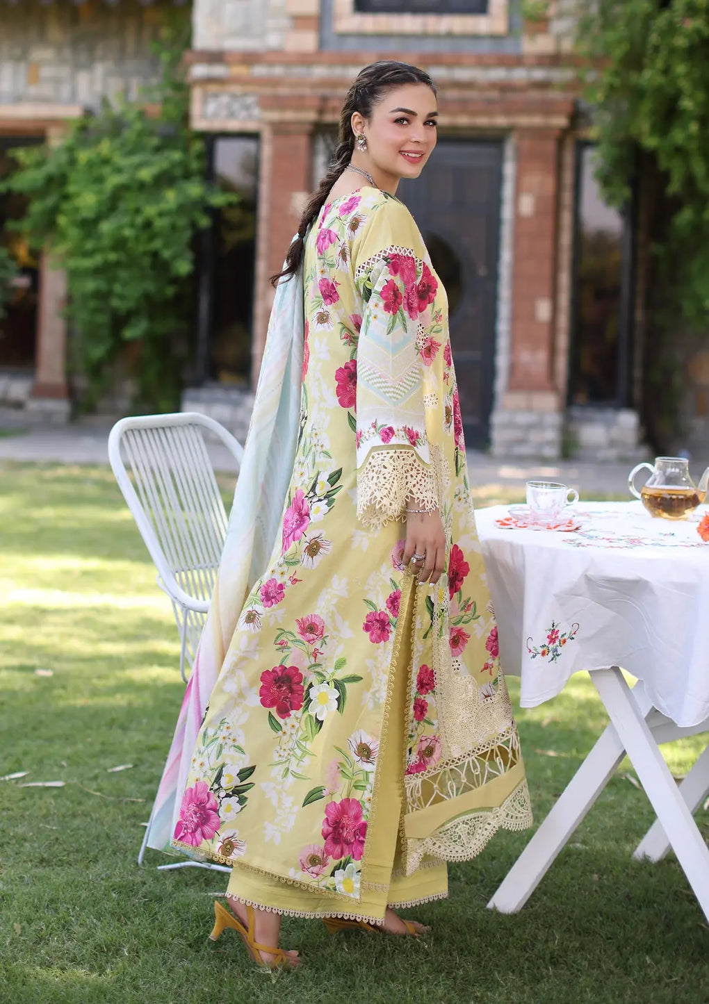 Elaf Premium | Prints Chikankari 24 | 06A SUNSHINE BOUQUET by Elaf Premium - Designer Dress - Type: Ladies Clothes - Available at Libayah - 100% Original