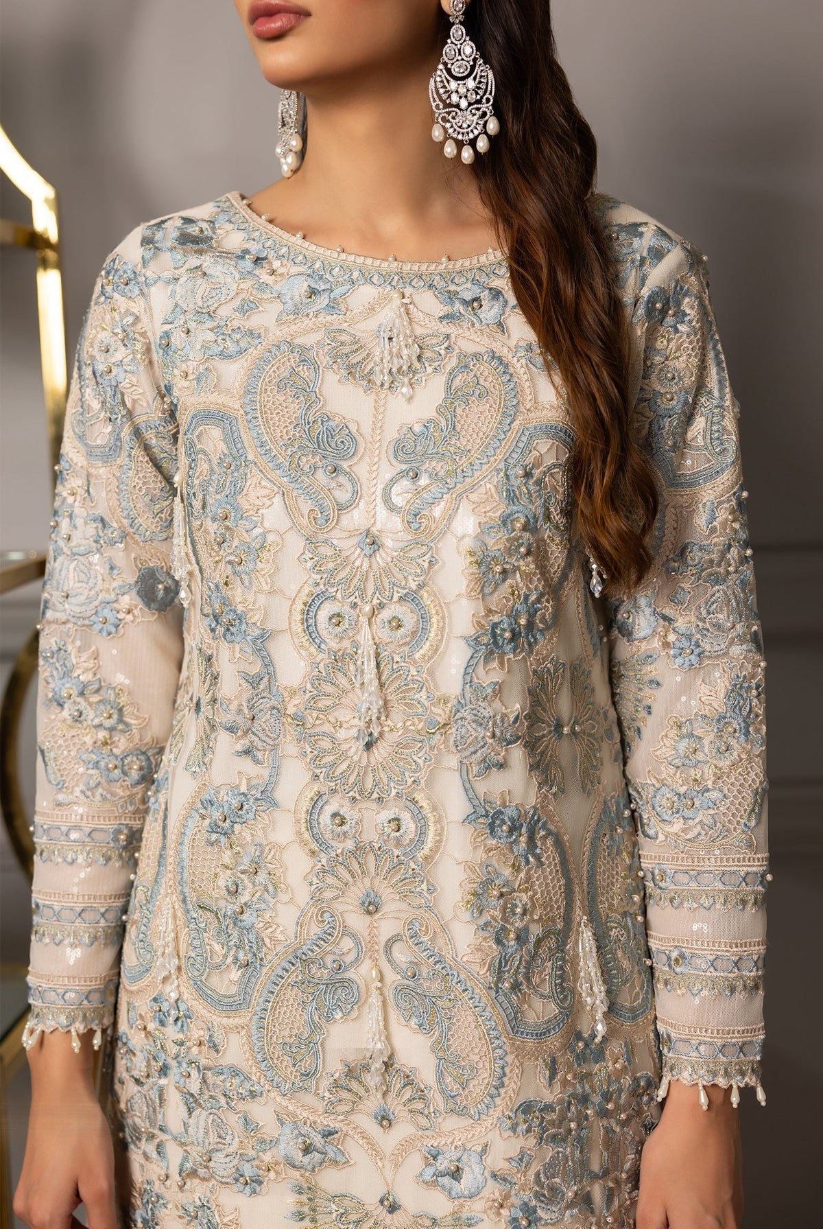 Threads and Motifs | Formal Dresses 25 | Embroidered Shirt With Gharara by Threads and Motifs - Designer Dress  - Type : Ladies Clothes - Available at Libayah - 100% Original 