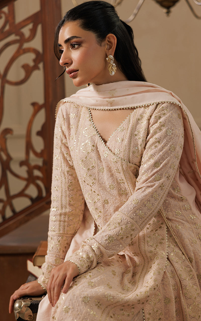 Threads and Motifs | Formal Dresses 25 | Embroidered Angrakha With Gharara And Dupatta by Threads and Motifs - Designer Dress  - Type : Ladies Clothes - Available at Libayah - 100% Original 