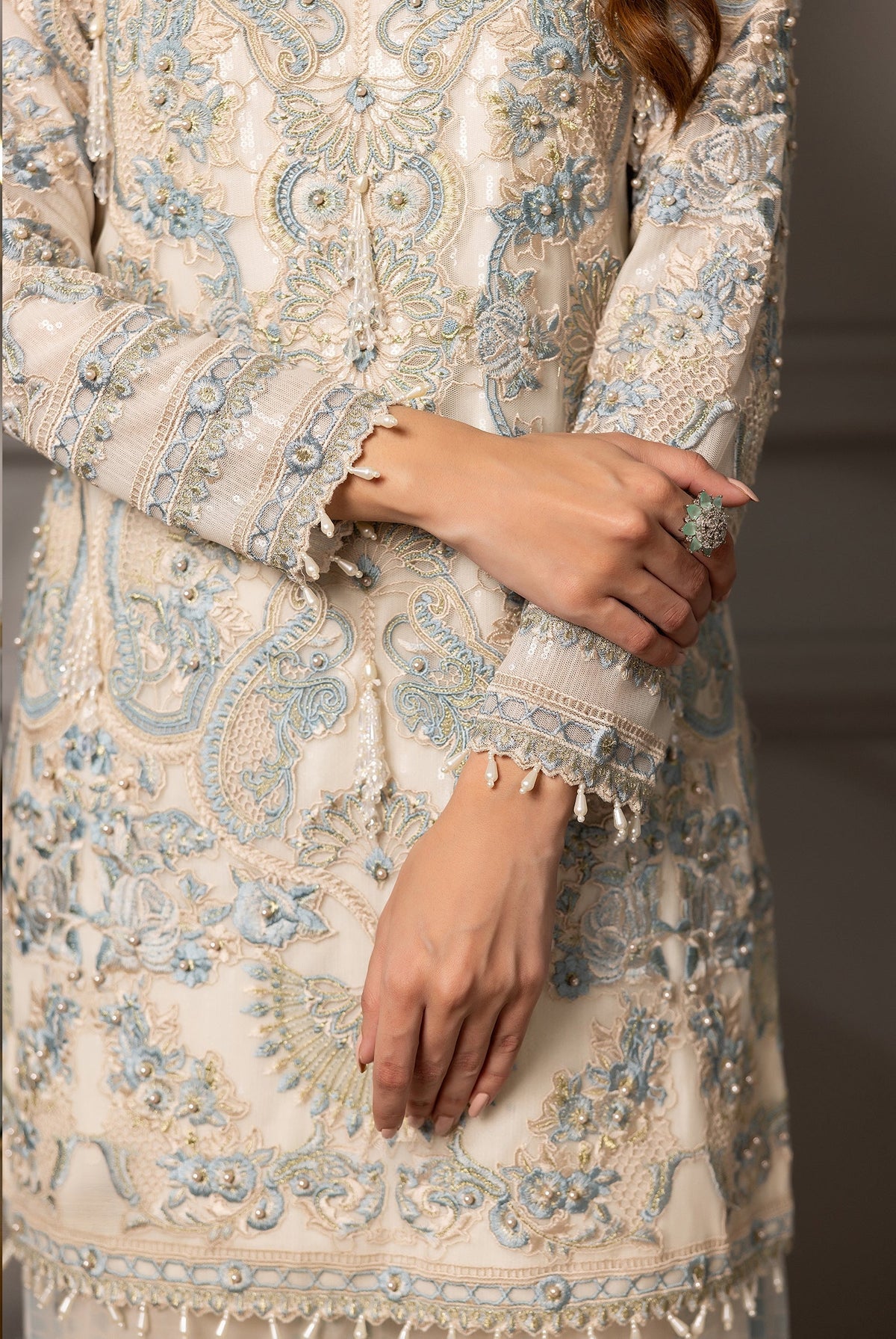 Threads and Motifs | Formal Dresses 25 | Embroidered Shirt With Gharara by Threads and Motifs - Designer Dress  - Type : Ladies Clothes - Available at Libayah - 100% Original 