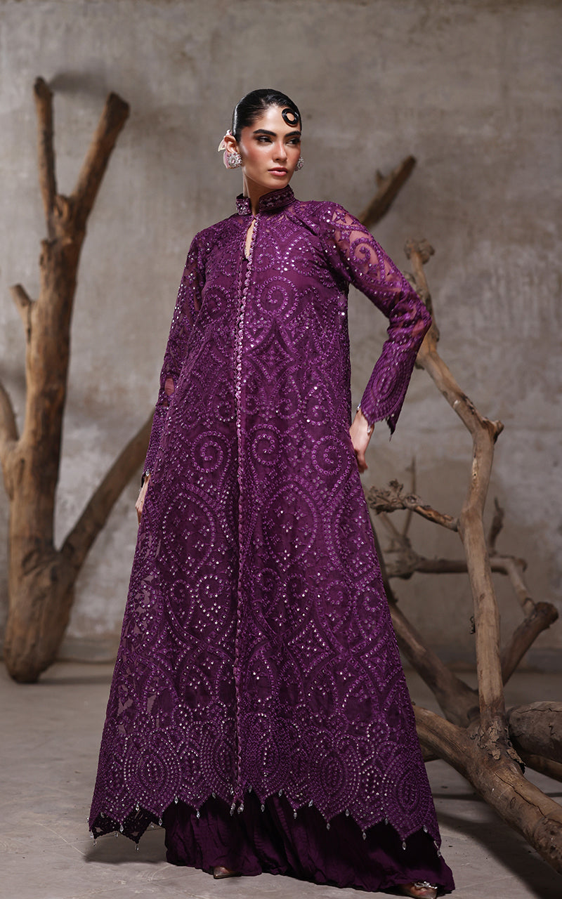 Threads and Motifs | Formal Dresses 25 | Organza Embroidered Jacket With Crushed Trouser by Threads and Motifs - Designer Dress  - Type : Ladies Clothes - Available at Libayah - 100% Original 