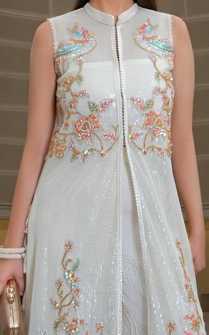 Threads and Motifs | Formal Dresses 25 | NET EMBROIDERD JACKET by Threads and Motifs - Designer Dress  - Type : Ladies Clothes - Available at Libayah - 100% Original 