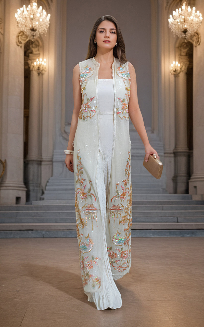 Threads and Motifs | Formal Dresses 25 | NET EMBROIDERD JACKET by Threads and Motifs - Designer Dress  - Type : Ladies Clothes - Available at Libayah - 100% Original 