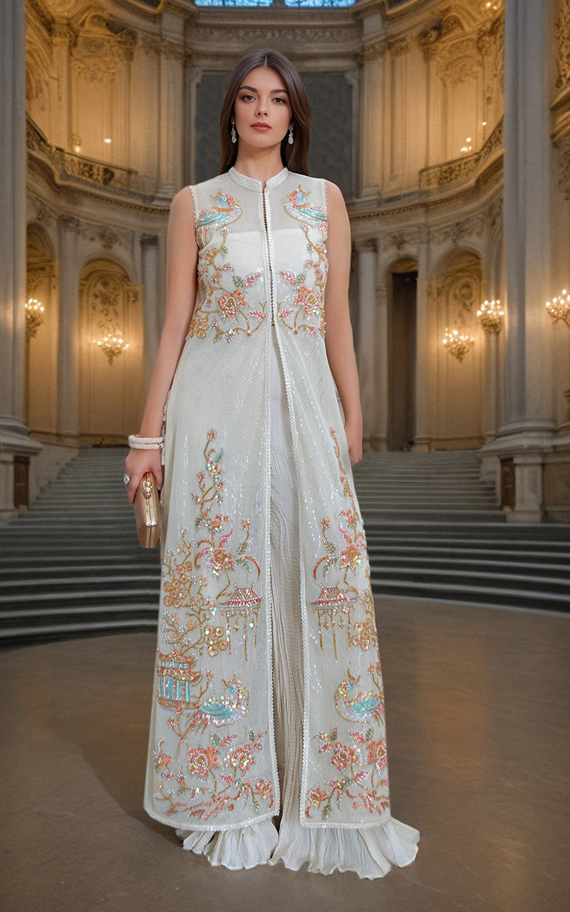 Threads and Motifs | Formal Dresses 25 | NET EMBROIDERD JACKET by Threads and Motifs - Designer Dress  - Type : Ladies Clothes - Available at Libayah - 100% Original 