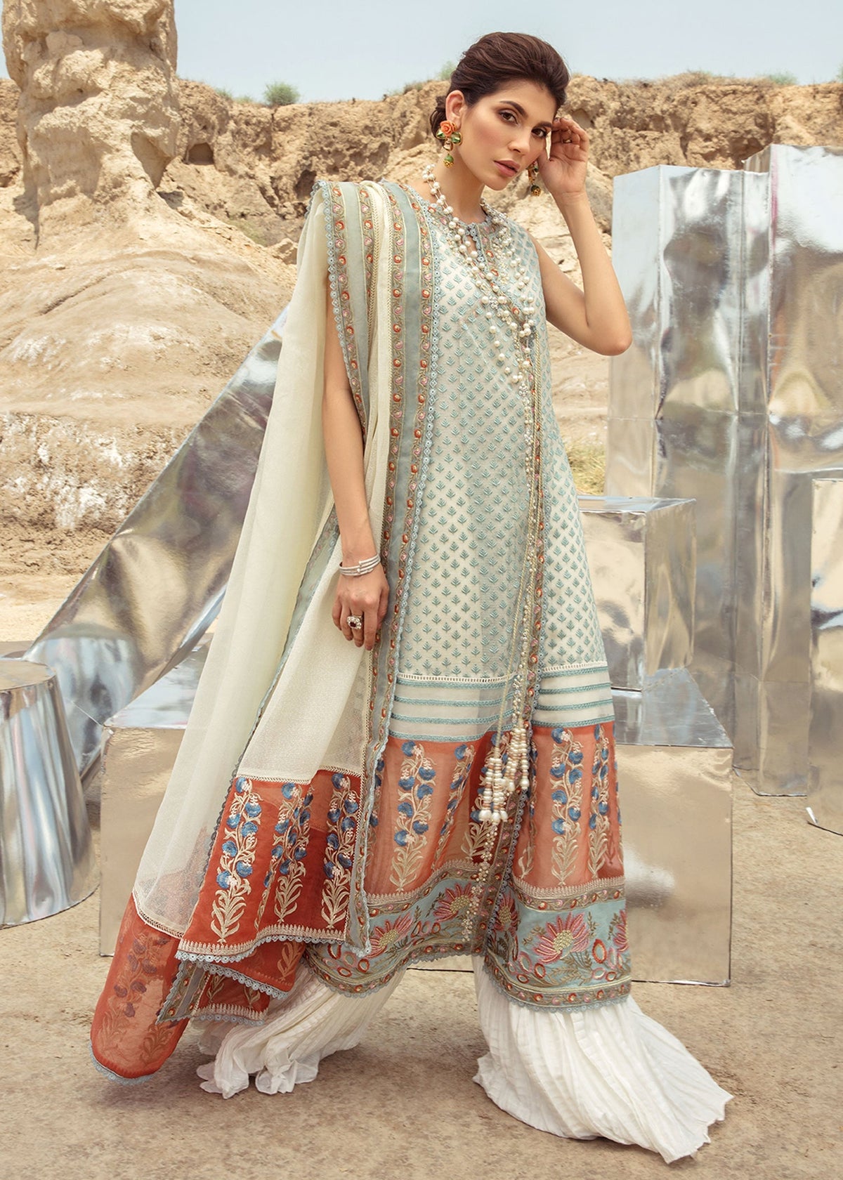 Saira Shakira | Luxury Pret | Rust Angrakha by Saira Shakira - Designer Dress  - Type : Ladies Clothes - Available at Libayah - 100% Original 