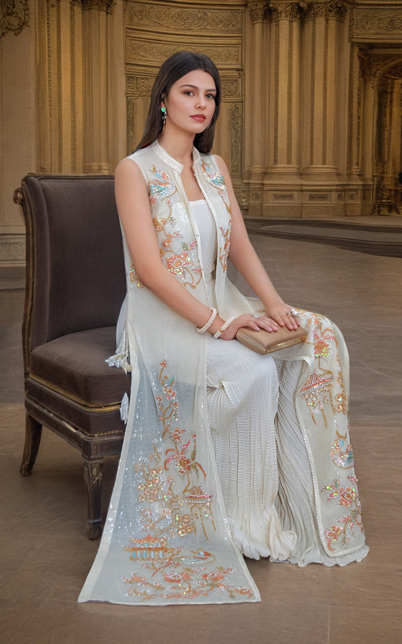 Threads and Motifs | Formal Dresses 25 | NET EMBROIDERD JACKET by Threads and Motifs - Designer Dress  - Type : Ladies Clothes - Available at Libayah - 100% Original 