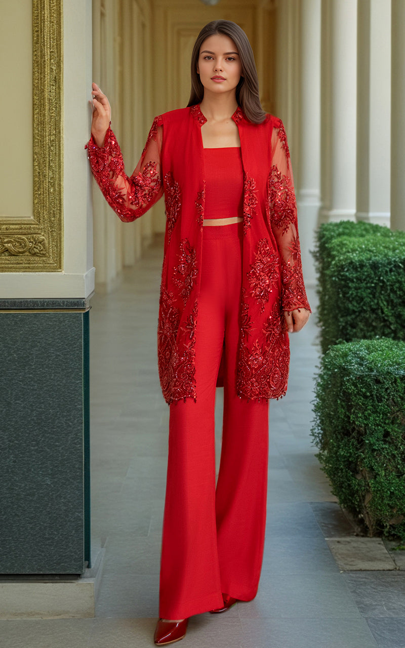 Threads and Motifs | Formal Dresses 25 | NET EMBROIDERED JACKET by Threads and Motifs - Designer Dress  - Type : Ladies Clothes - Available at Libayah - 100% Original 