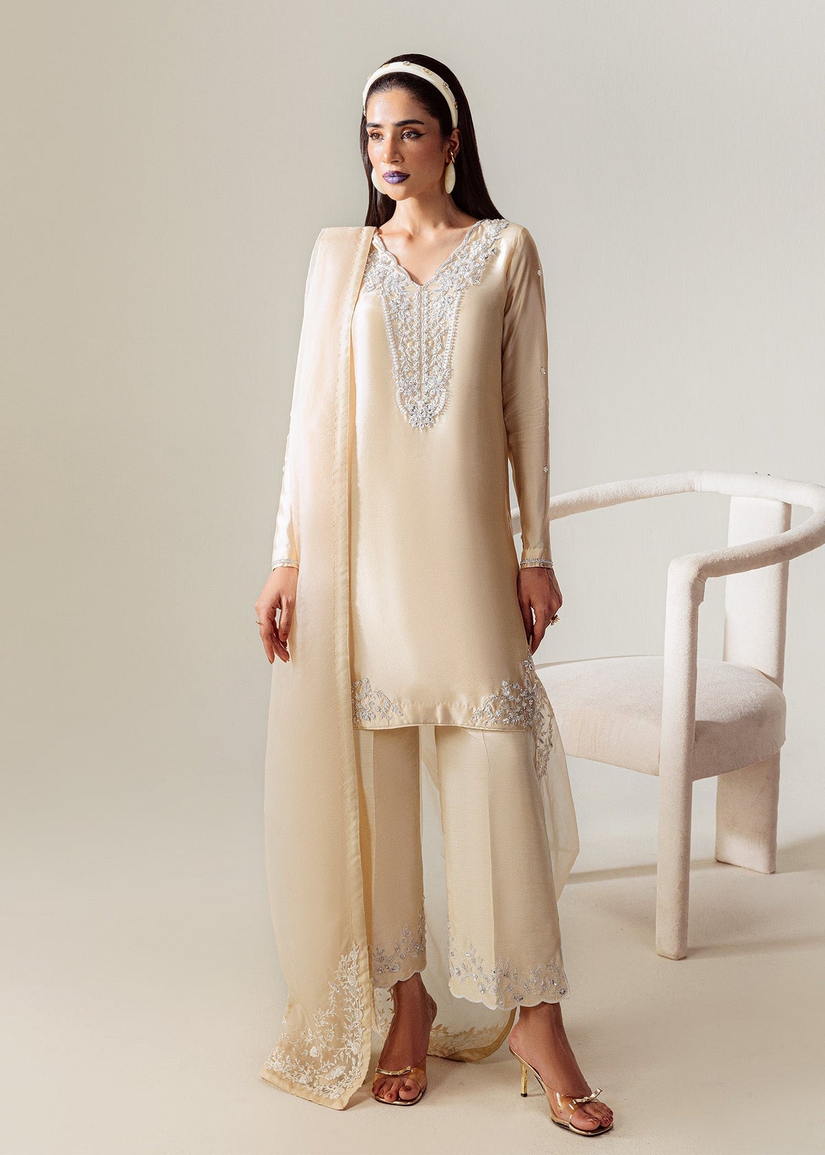 Champagne – authentic Pakistani formal dress from the Mahum Asad The Sirens collection for women in the UK