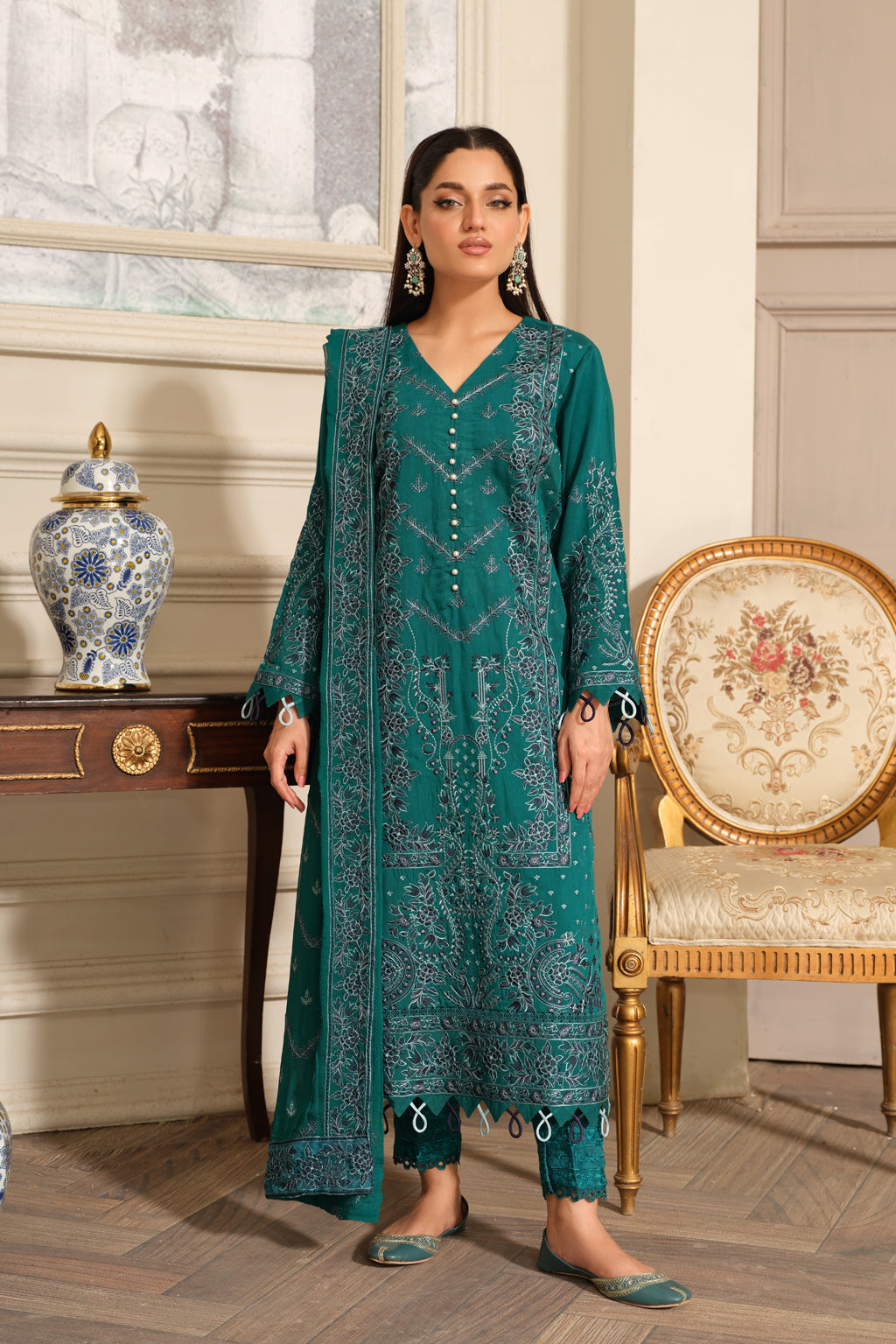 Johra | Silsila Embroidered Viscose | JH-256-SIL by Johra - Designer Dress - Type: Luxury - Available at Libayah - 100% Original