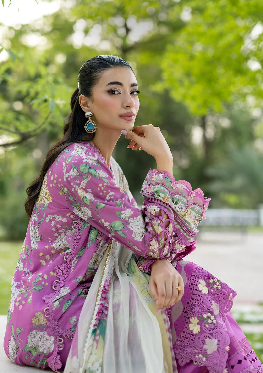 Elaf Premium | Signature Embroidered Lawn with Chiffon Collection 26 | ESG-7B KIARA by Elaf Premium - Designer Dress  - Type : Ladies Clothes - Available at Libayah - 100% Original 