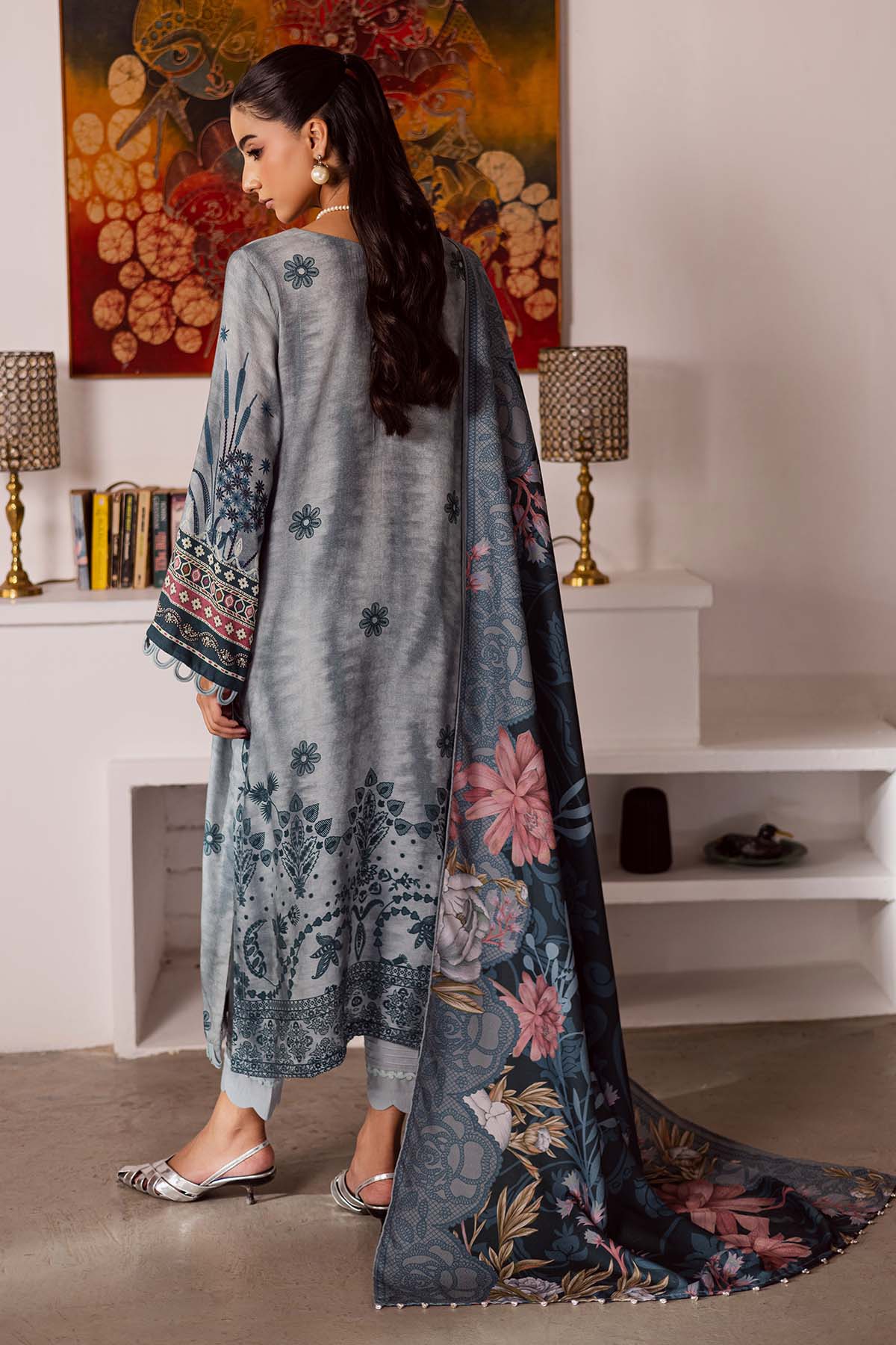 SP-193 – authentic Pakistani dress from the Nureh Linen Jacquard collection for women in the UK.