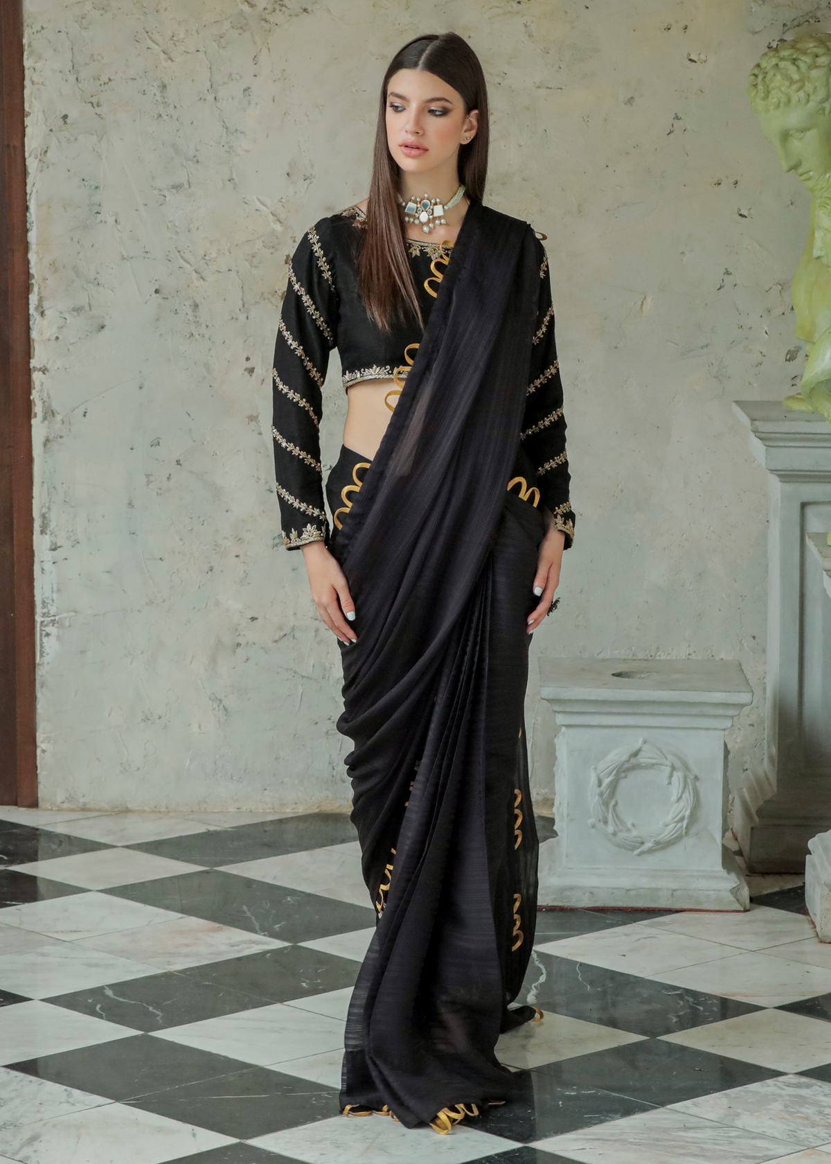Purple Haze Pret Studio | Apsara Formals | Black Saree Pants by Purple Haze - Designer Dress - Type: Ladies Clothes - Available at Libayah - 100% Original
