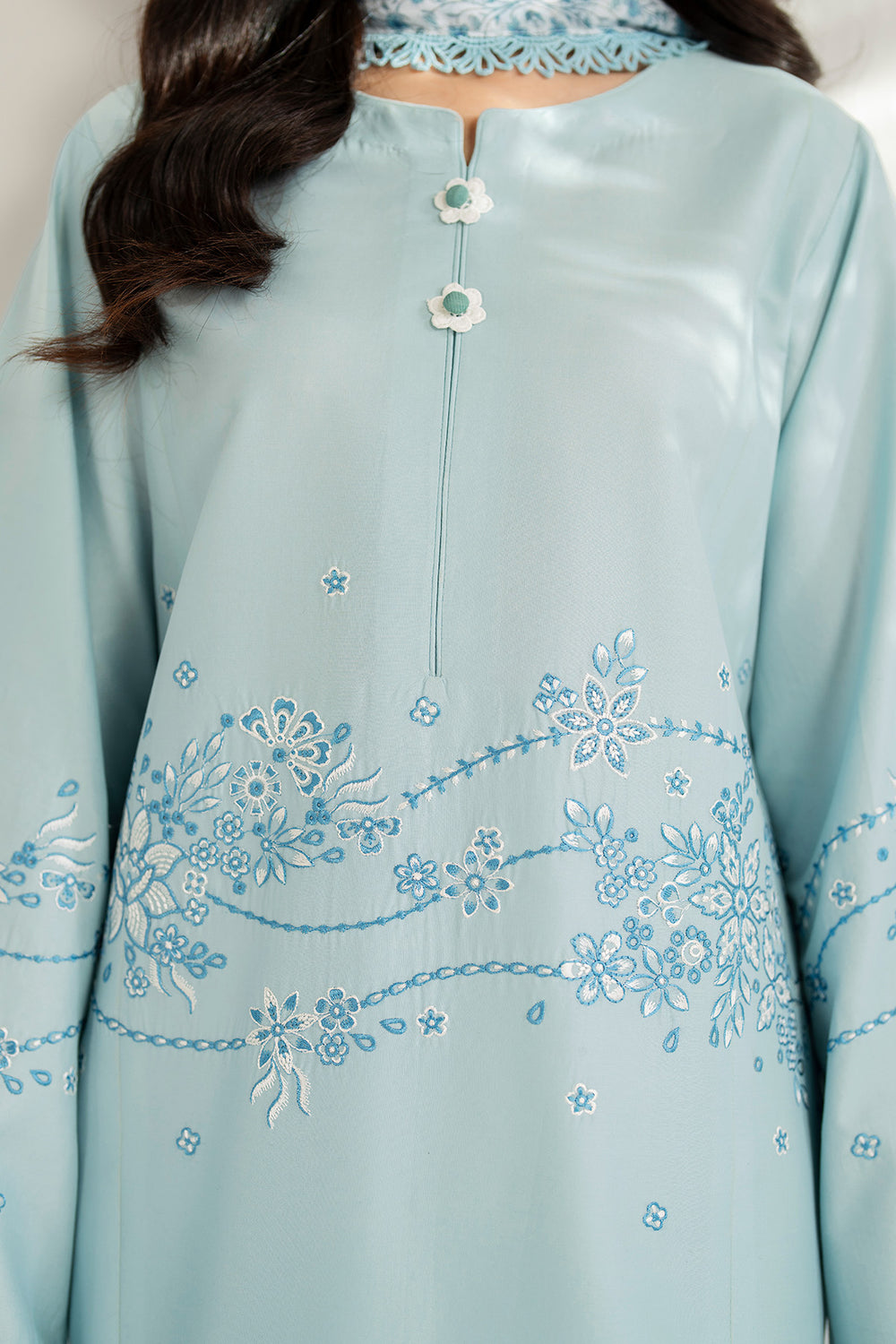 Farasha | Thread Lines Embroidered | Ash Mist by Farasha - Designer Dress  - Type : Ladies Clothes - Available at Libayah - 100% Original 