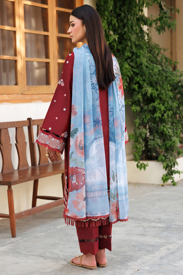 Farasha | Summer Weaves Embroidered Lawn | Crimson Glow by Farasha - Designer Dress - Type: Ladies Clothes - Available at Libayah - 100% Original