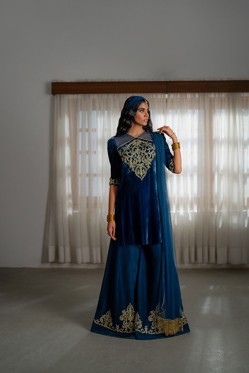 Caia | Luxury Velvet Edit 25 | Roselle (Blue) by Caia - Designer Dress - Type: Ladies Clothes - Available at Libayah - 100% Original