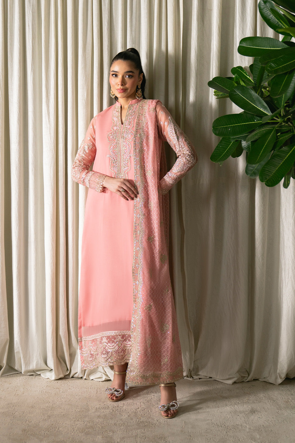 Neeshay | Ready to Wear Chiffon | RTW-CHFN-02 Pink by Neeshay - Designer Dress  - Type : Ladies Clothes - Available at Libayah - 100% Original 