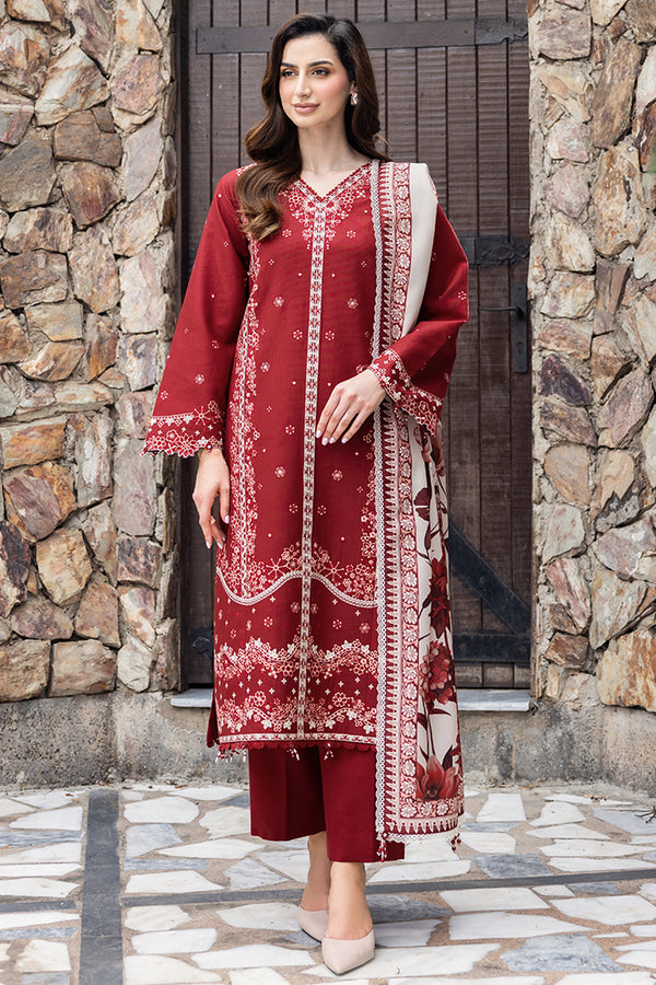 Claret – authentic Pakistani dress from the Farasha Eminence Khaddar 25 collection for women in the UK
