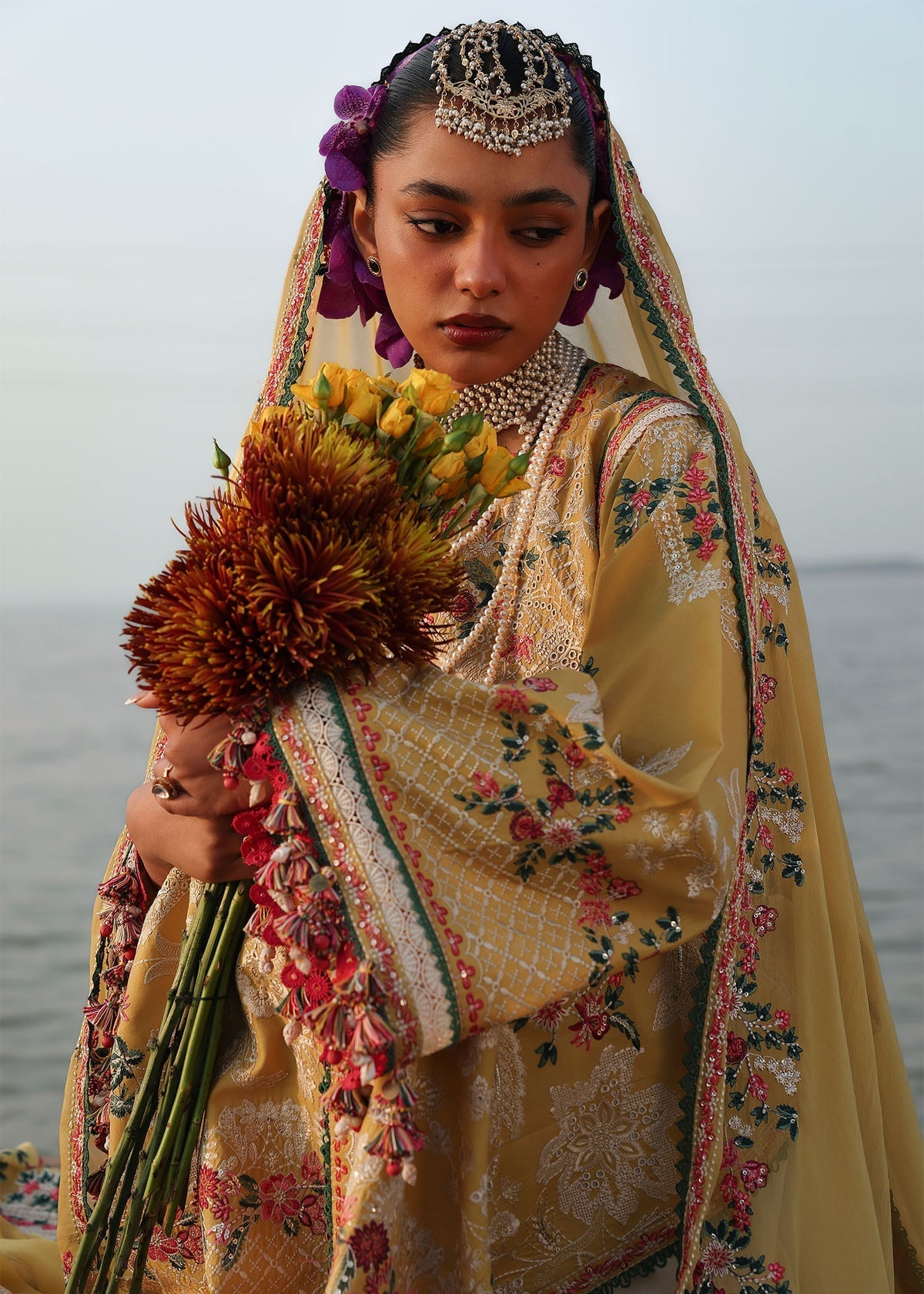 Hussain Rehar | Kalabagh Luxury Lawn 26 | Ochre by Hussain Rehar - Designer Dress  - Type : Ladies Clothes - Available at Libayah - 100% Original 