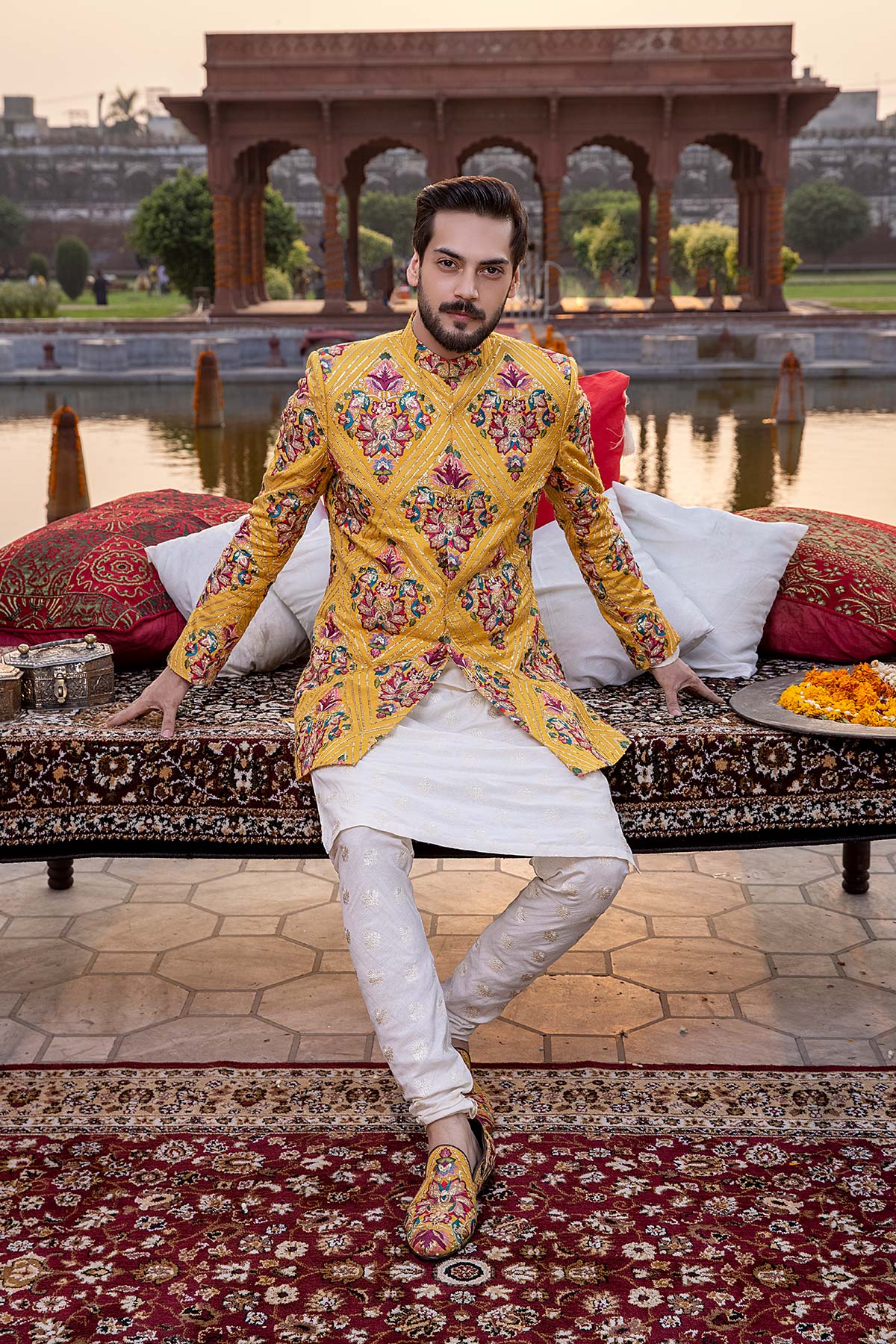 Pakistani Menswear | Mina Kashif | Sherwani D-16 by Libayah - Designer Dress - Type: Menswear - Available at Libayah - 100% Original