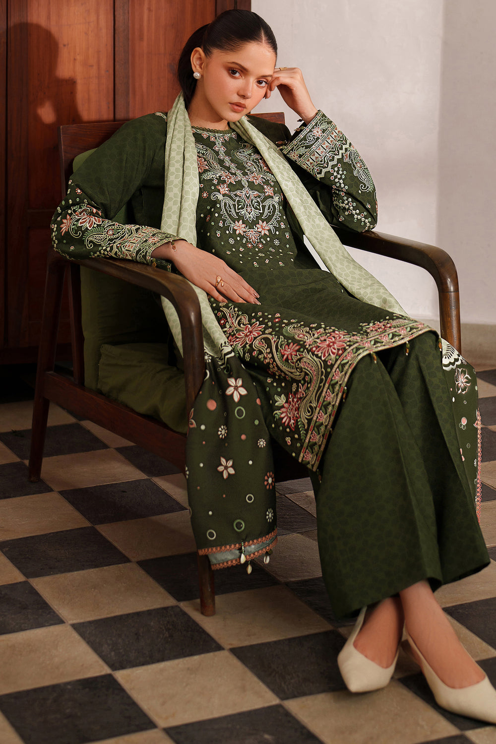 Farasha | Meline Premium Viscose 25 | Olive Drape by Farasha - Designer Dress  - Type : Ladies Clothes - Available at Libayah - 100% Original 