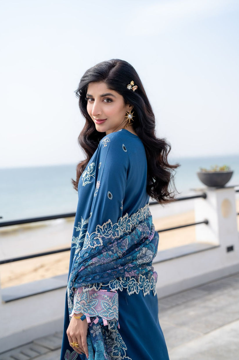 Aabyaan | Saagar Luxury Lawn 25 | AZURA (AS-03) by Aabyaan - Designer Dress - Type: Ladies Clothes - Available at Libayah - 100% Original
