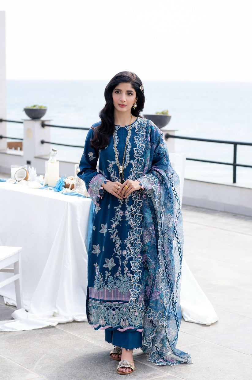 Aabyaan | Saagar Luxury Lawn 25 | AZURA (AS-03) by Aabyaan - Designer Dress - Type: Ladies Clothes - Available at Libayah - 100% Original