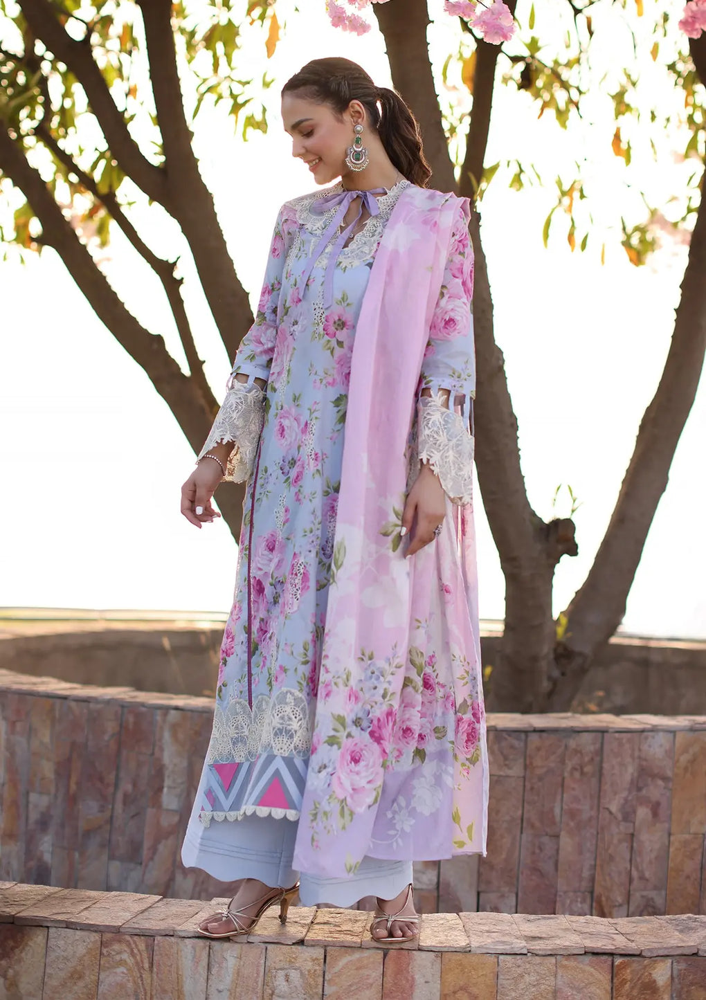 Elaf Premium | Prints Chikankari 24 | 04A OCEAN BLOSSOMS by Elaf Premium - Designer Dress - Type: Ladies Clothes - Available at Libayah - 100% Original