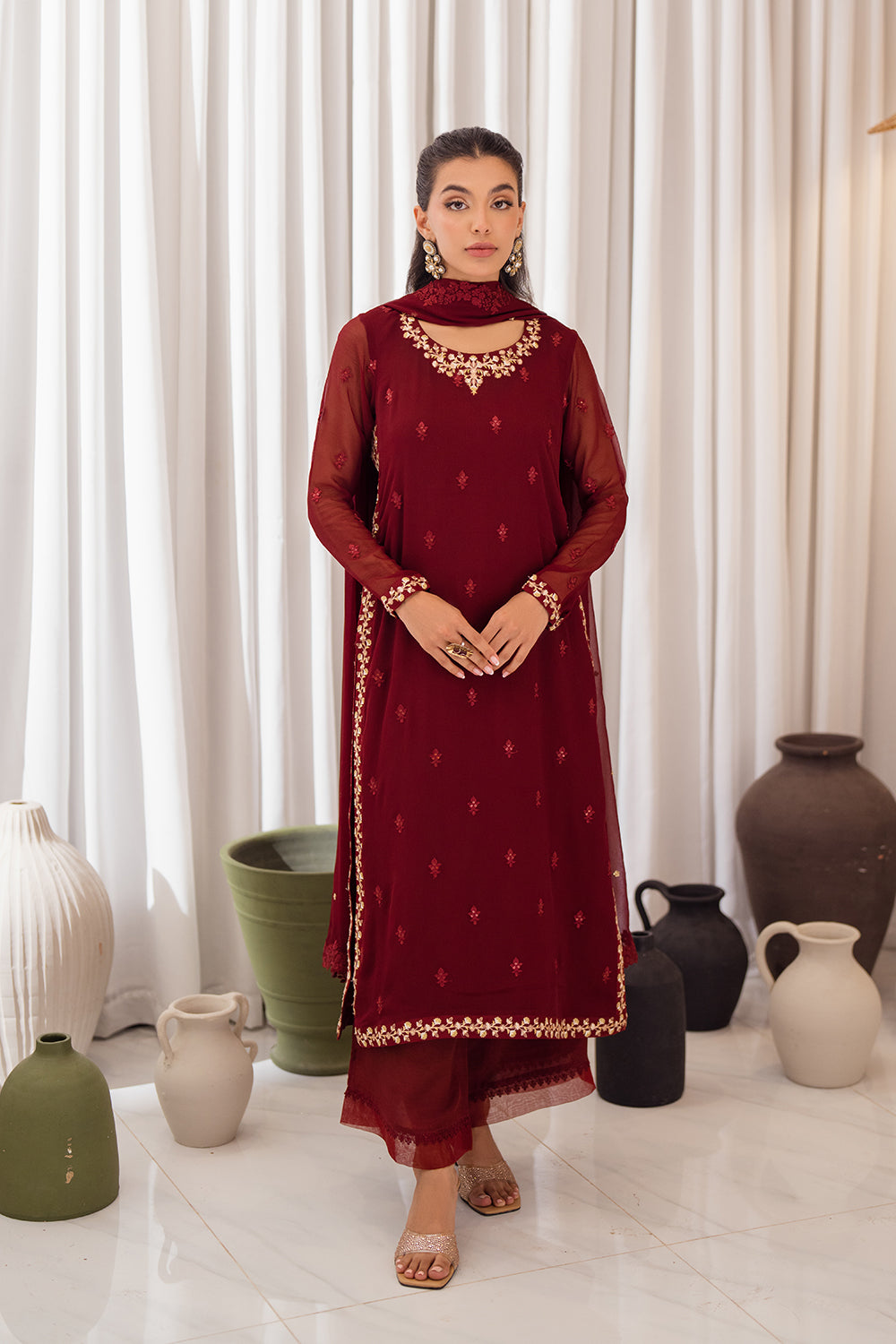 Azure | Luxe Formals | Wine Scarlet by Azure - Designer Dress - Type: Ladies Clothes - Available at Libayah - 100% Original