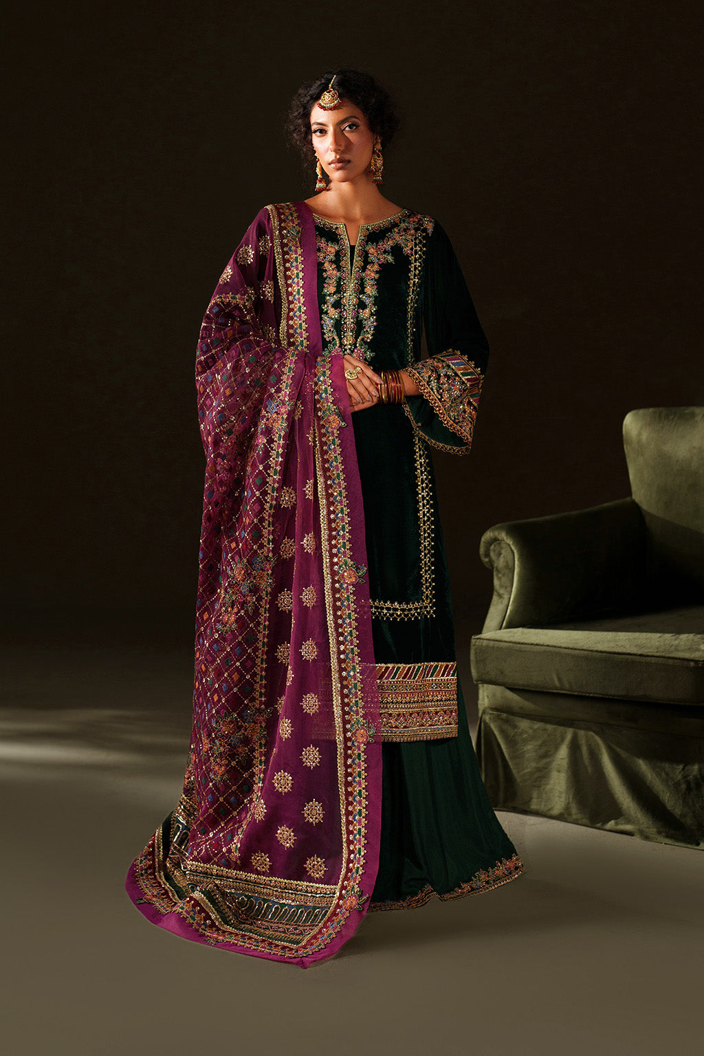 Iznik | Velvet 25 | IV-74 Embroidered Velvet by Iznik - Designer Dress - Type : Ladies Clothes - Available at Libayah - 100% Original 