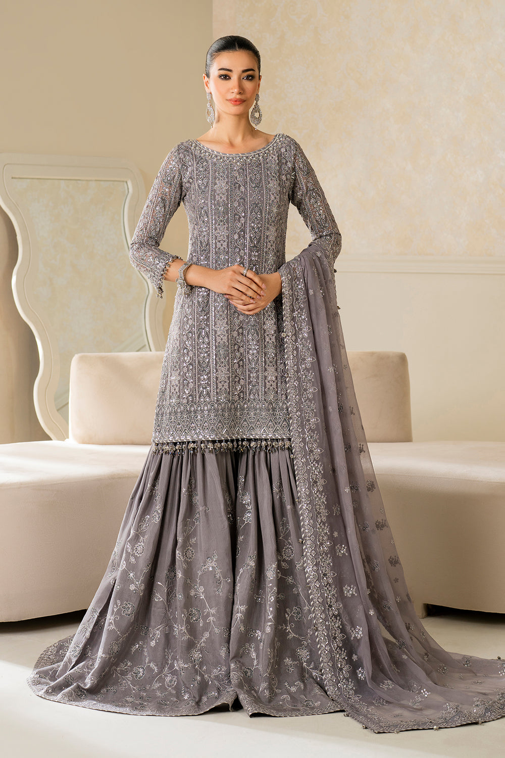 Baroque | Formals Collection | EMBROIDERED CHIFFON UF-4161 by Baroque - Designer Dress  - Type : Ladies Clothes - Available at Libayah - 100% Original 