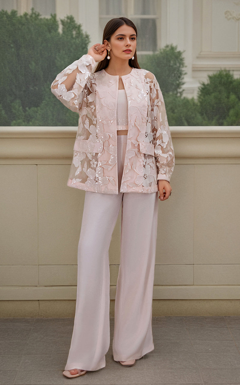 Threads and Motifs | Formal Dresses 25 | ORGANZA EMBROIDERED JACKET by Threads and Motifs - Designer Dress  - Type : Ladies Clothes - Available at Libayah - 100% Original 