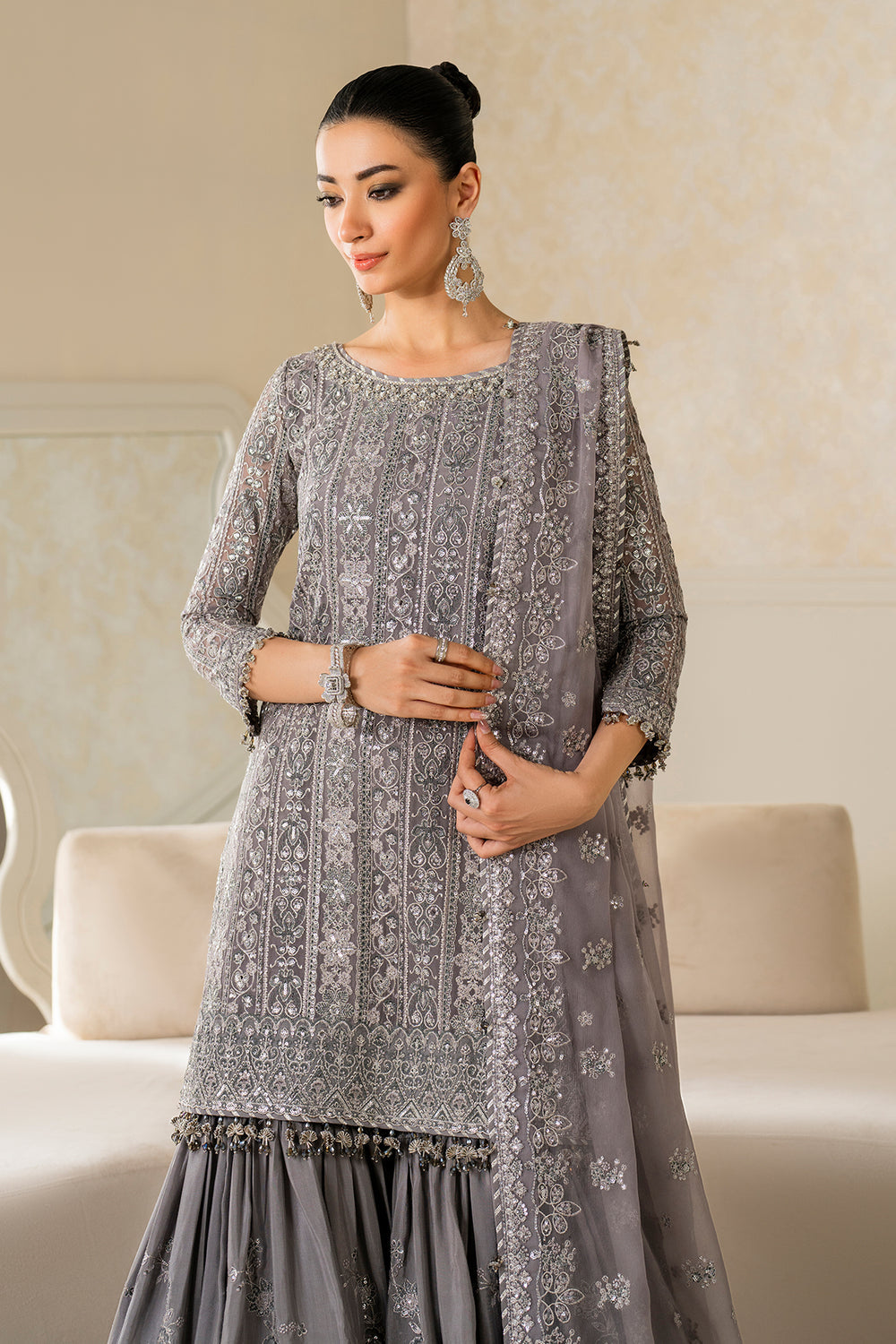 Baroque | Formals Collection | EMBROIDERED CHIFFON UF-4161 by Baroque - Designer Dress  - Type : Ladies Clothes - Available at Libayah - 100% Original 