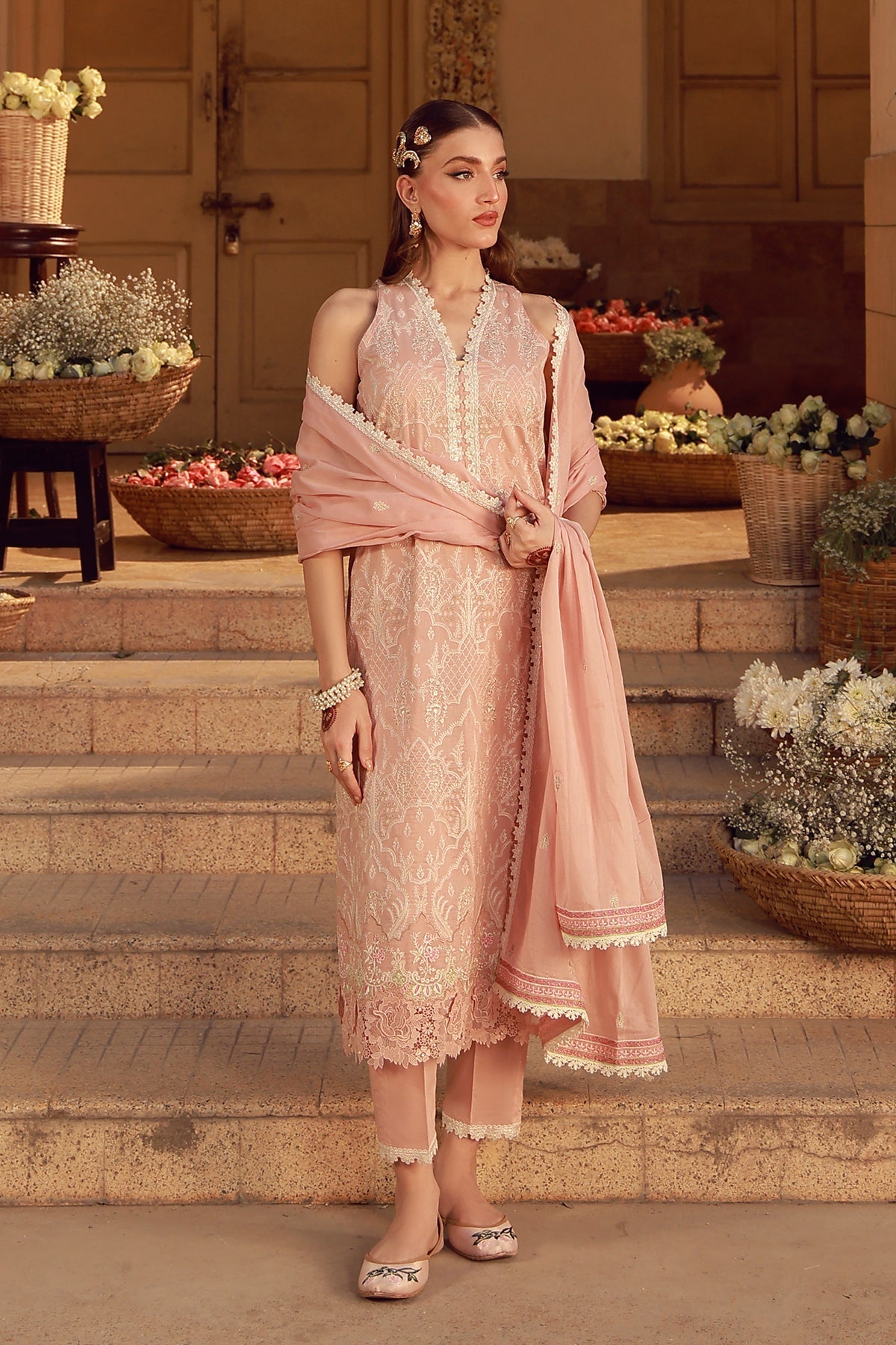 Sahar | Festive Edit 26 | Peach Blosoom Muse by Sahar - Designer Dress  - Type : Ladies Clothes - Available at Libayah - 100% Original 