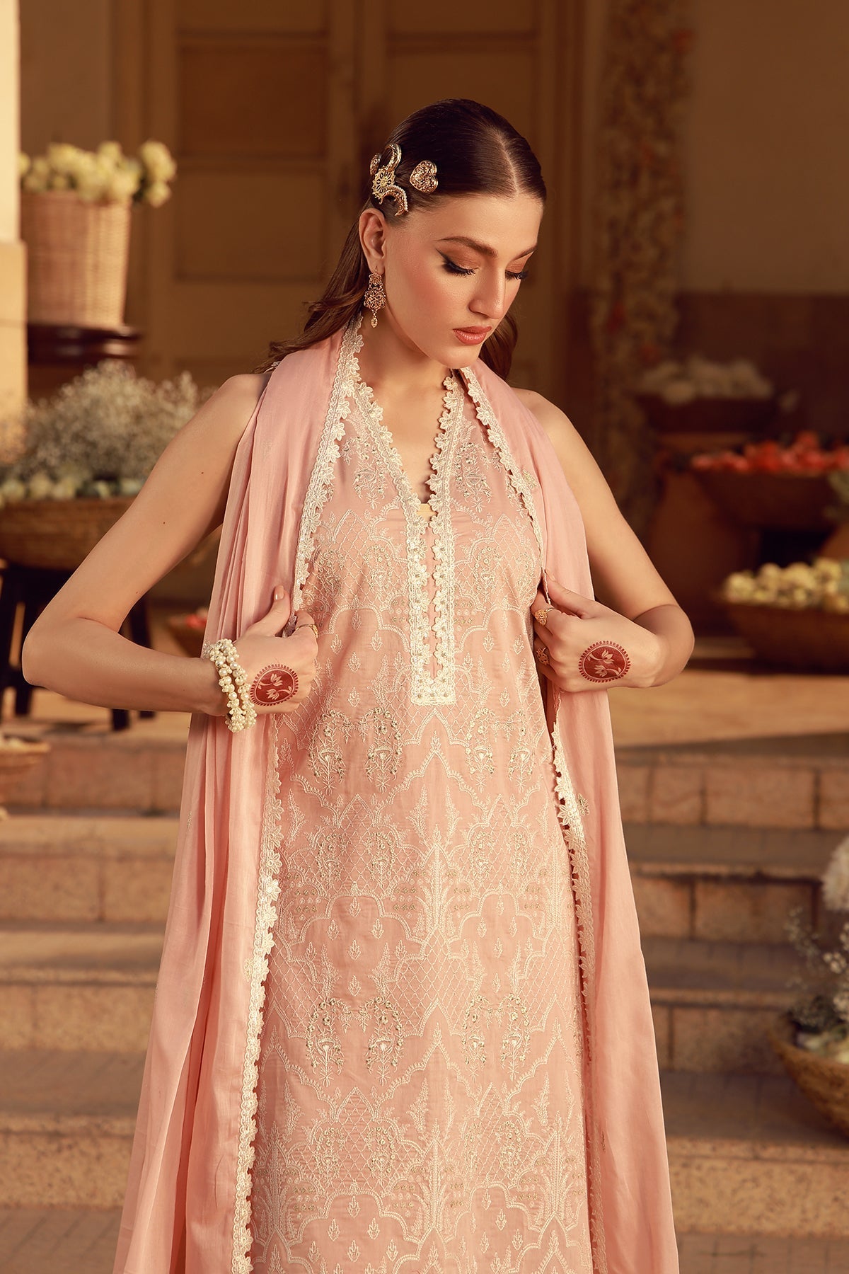 Sahar | Festive Edit 26 | Peach Blosoom Muse by Sahar - Designer Dress  - Type : Ladies Clothes - Available at Libayah - 100% Original 