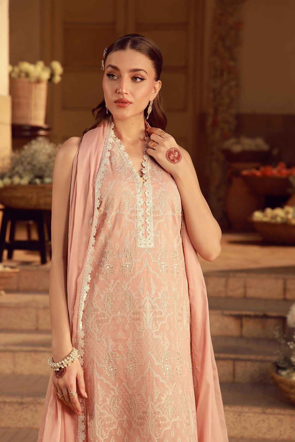 Sahar | Festive Edit 26 | Peach Blosoom Muse by Sahar - Designer Dress  - Type : Ladies Clothes - Available at Libayah - 100% Original 