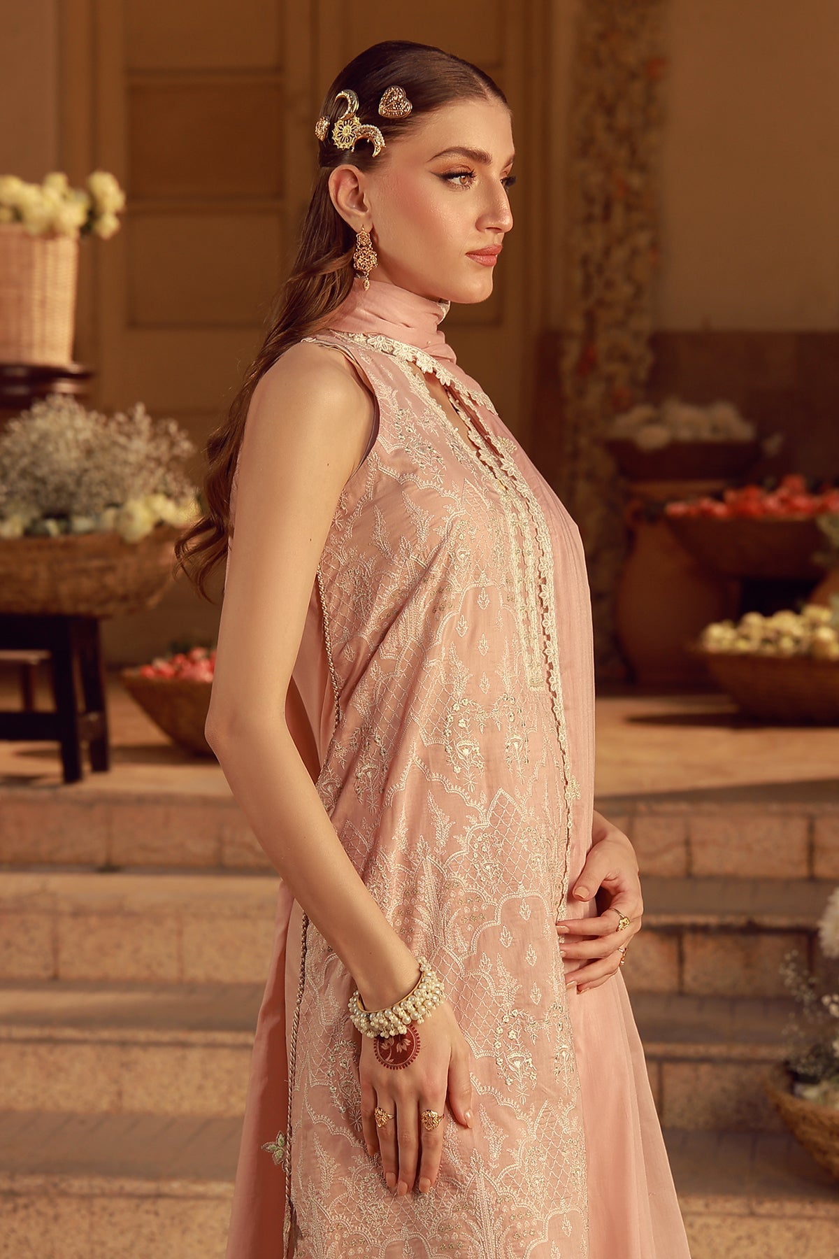 Sahar | Festive Edit 26 | Peach Blosoom Muse by Sahar - Designer Dress  - Type : Ladies Clothes - Available at Libayah - 100% Original 