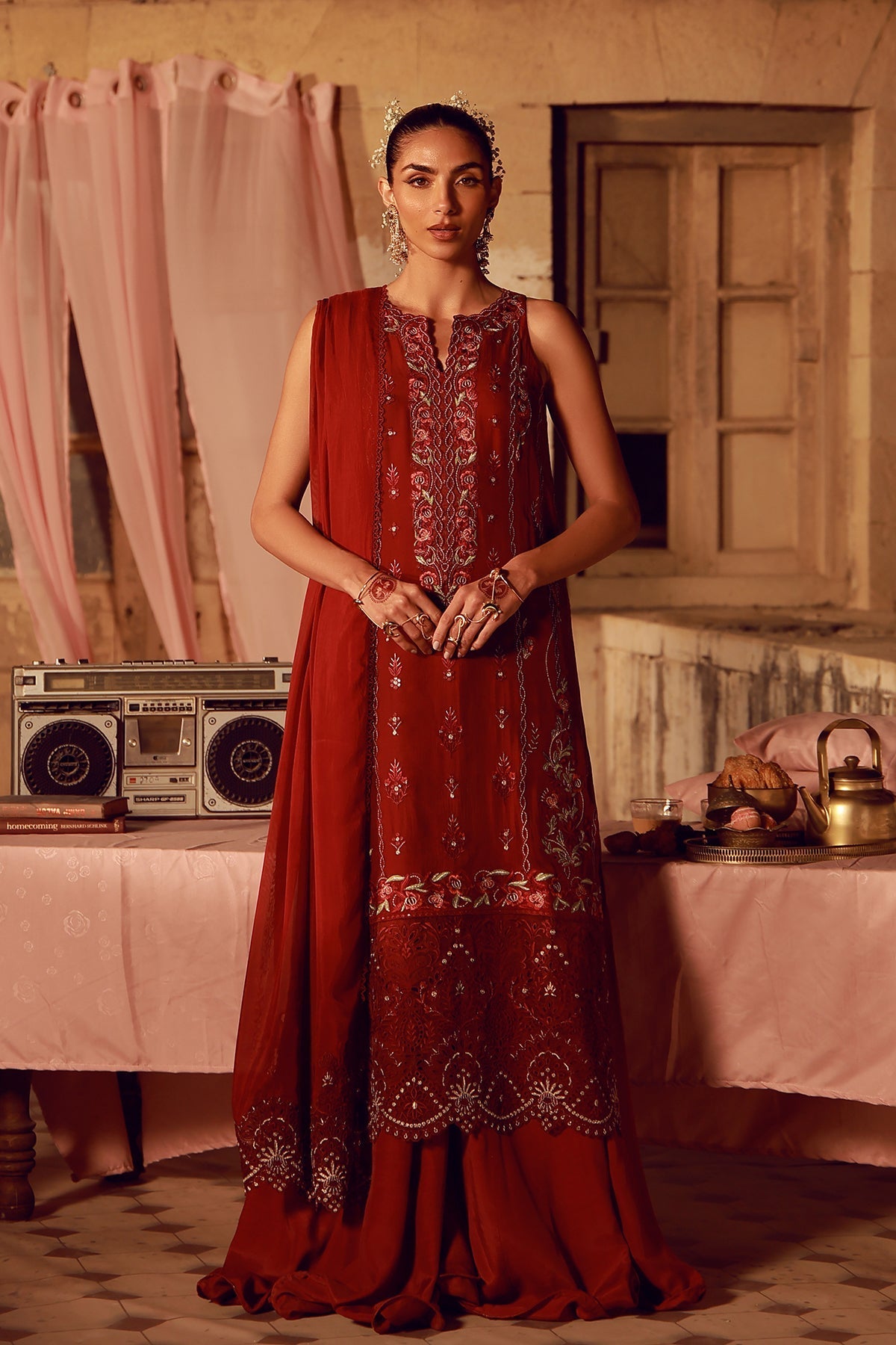 Sahar | Festive Edit 26 | Crimson Carnival by Sahar - Designer Dress  - Type : Ladies Clothes - Available at Libayah - 100% Original 
