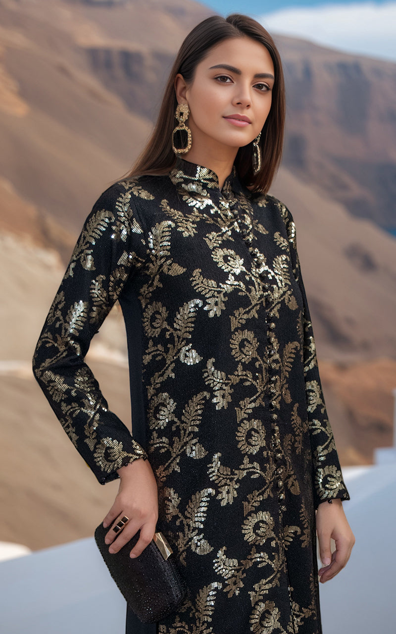 Threads and Motifs | Formal Dresses 25 | Chiffon Embroidered Jacket with Embroidered Trouser by Threads and Motifs - Designer Dress  - Type : Ladies Clothes - Available at Libayah - 100% Original 