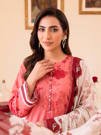 Faiza Faisal | FNF Printed Lawn | CORAL ROSE by Faiza Faisal - Designer Dress  - Type : Ladies Clothes - Available at Libayah - 100% Original 