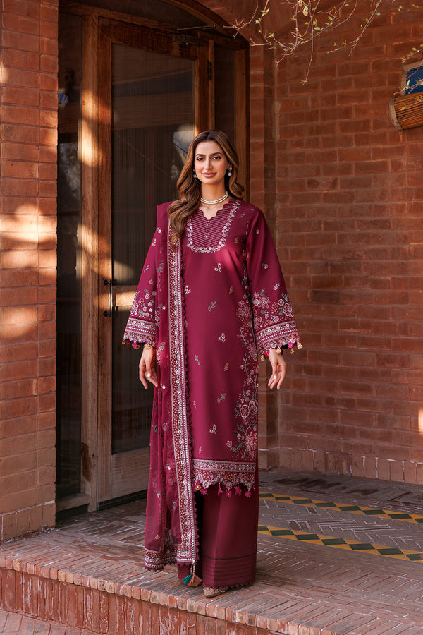 Farasha | Dastoor Embroidered Lawn SS24 | RUBY GLAM by Farasha - Designer Dress - Type: Ladies Clothes - Available at Libayah - 100% Original