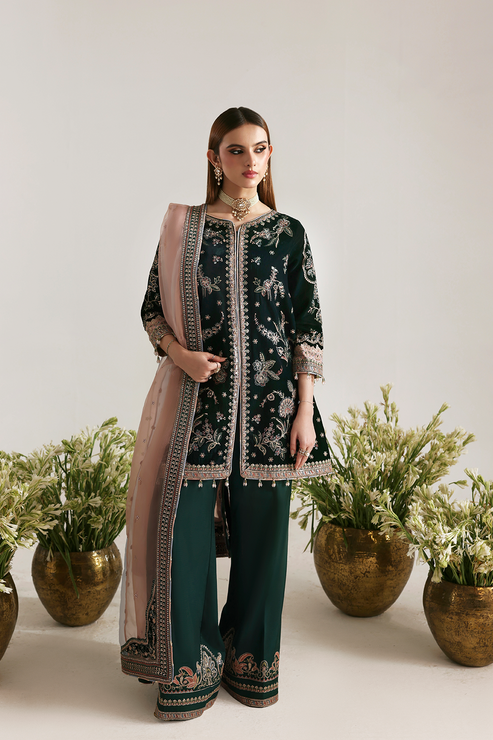 MEHRUUNISA – authentic Pakistani formal dress from the Emaan Adeel Zarposh Velvet 25 collection for women in the UK.