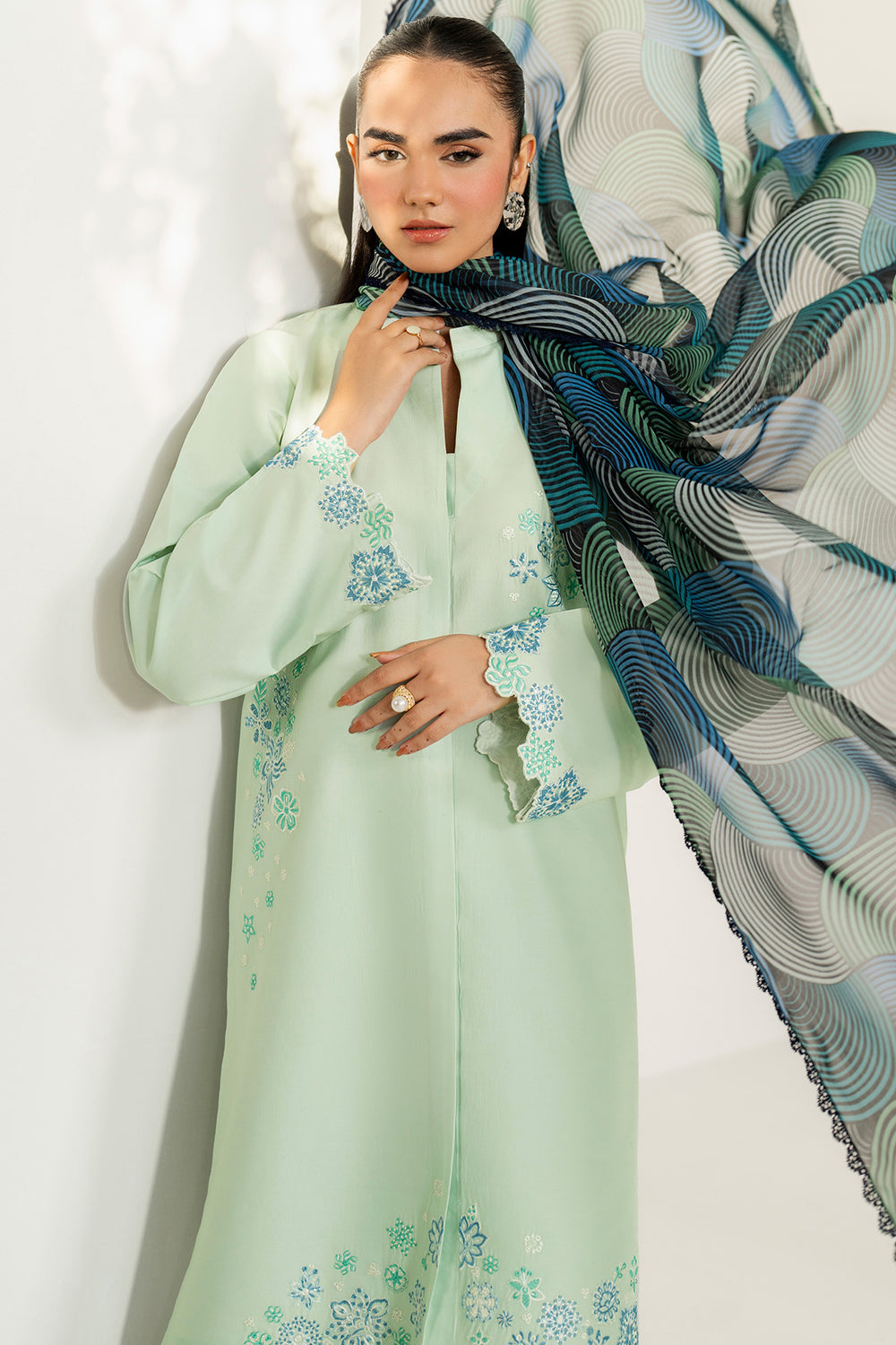 Farasha | Thread Lines Embroidered | Green Meadow by Farasha - Designer Dress  - Type : Ladies Clothes - Available at Libayah - 100% Original 