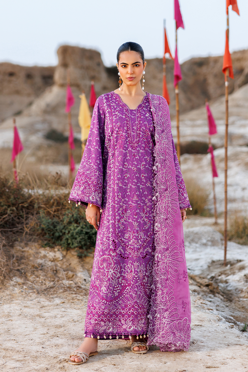 Emaan adeel | Sunlit Groove Luxury Lawn 26 | FLORAL FRENZY by Emaan Adeel - Designer Dress  - Type : Ladies Clothes - Available at Libayah - 100% Original 