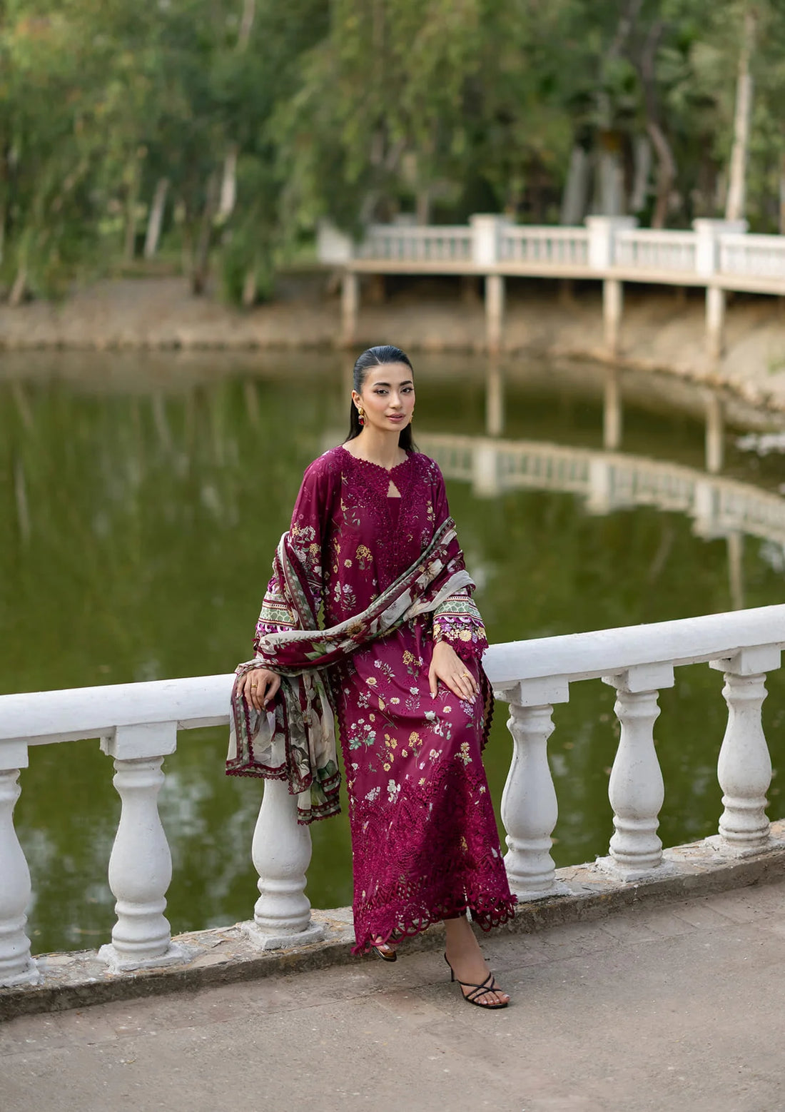 Elaf Premium | Signature Embroidered Lawn with Chiffon Collection 26 | ESG-2A NORA by Elaf Premium - Designer Dress  - Type : Ladies Clothes - Available at Libayah - 100% Original 