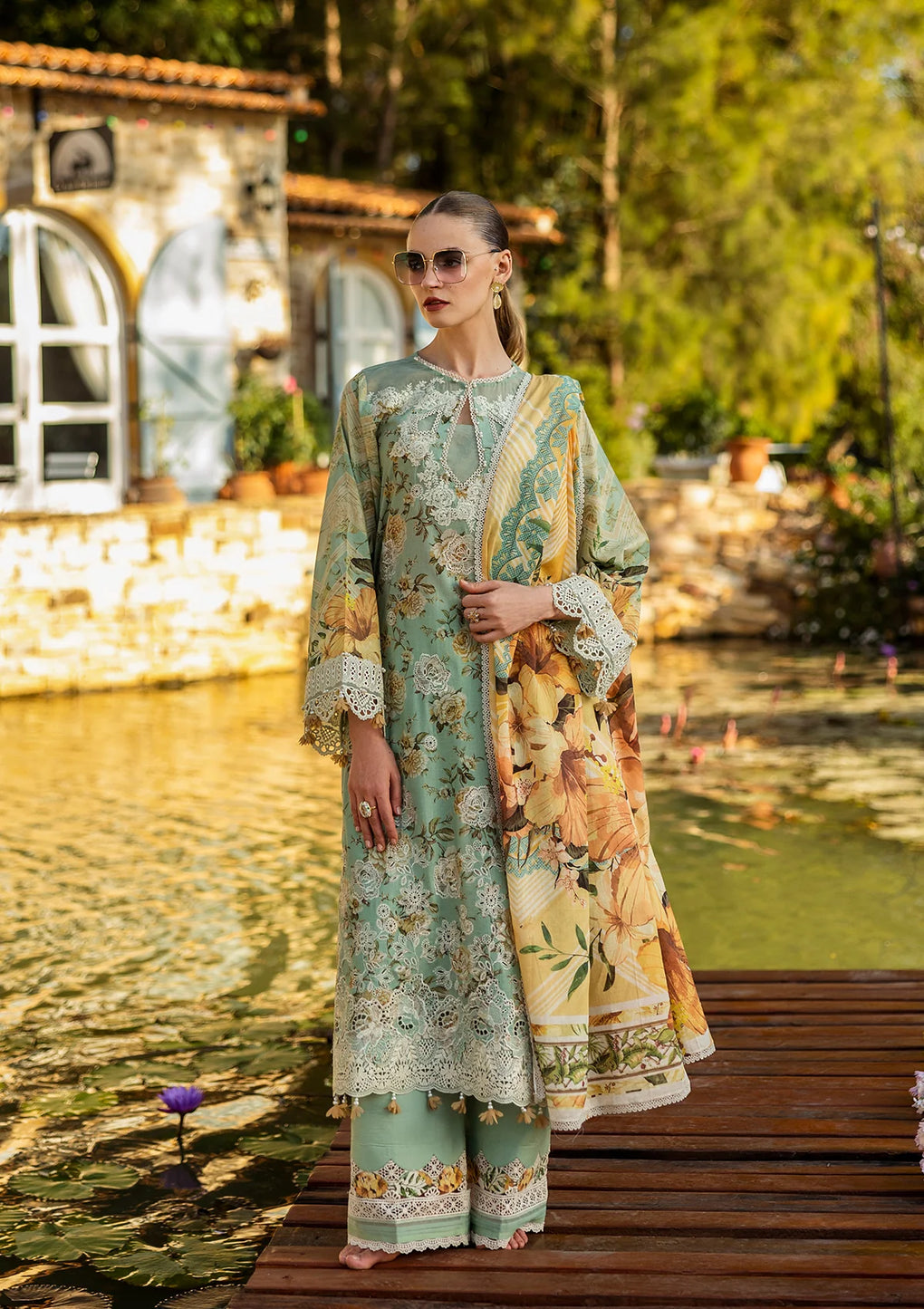 Elaf Premium | Print Chikankari 25 | ELK-06A PISTACHIO DREAMS by Elaf Premium - Designer Dress - Type: Ladies Clothes - Available at Libayah - 100% Original