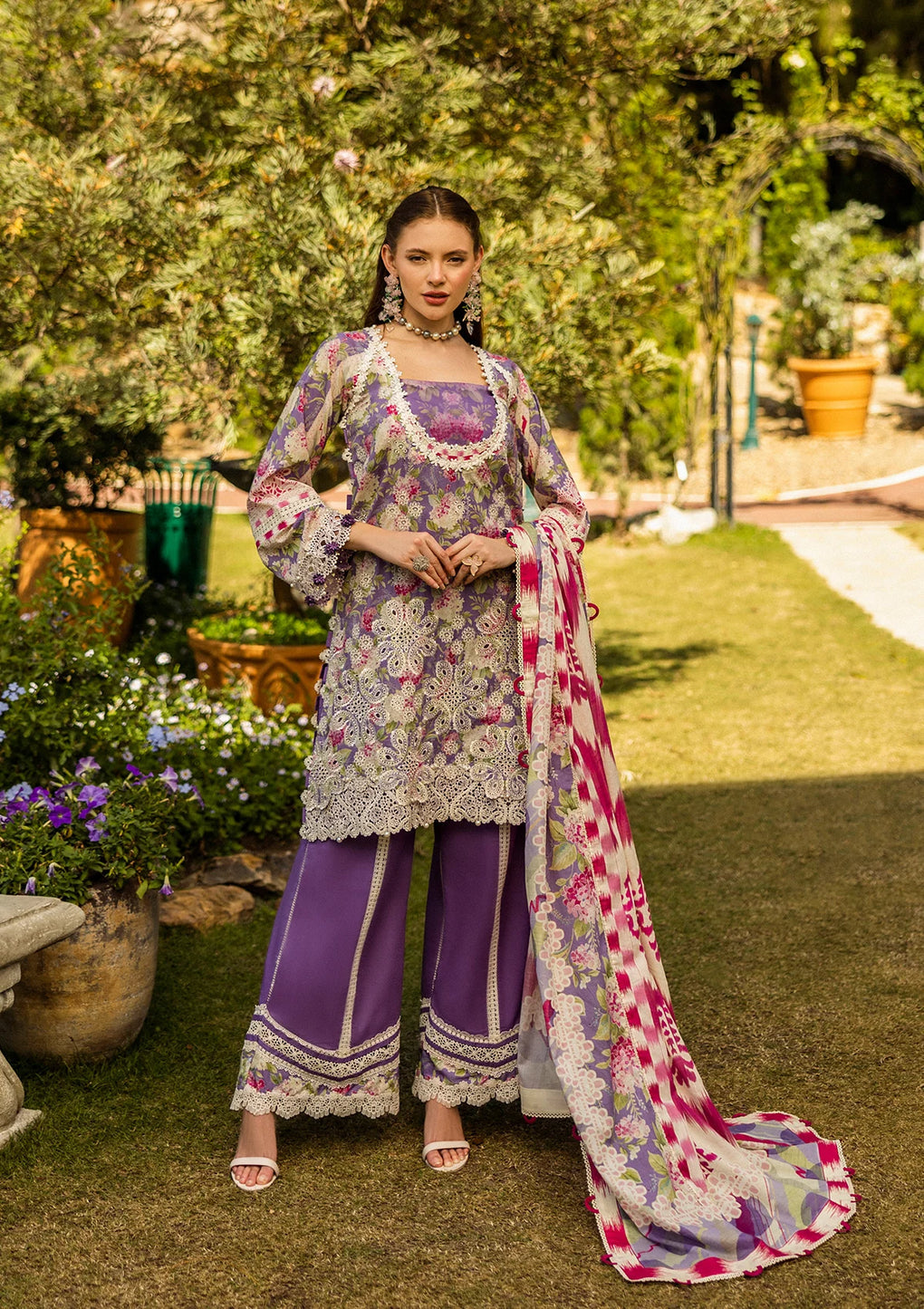 Elaf Premium | Print Chikankari 25 | ELK-02A PERIWINKLE by Elaf Premium - Designer Dress - Type: Ladies Clothes - Available at Libayah - 100% Original