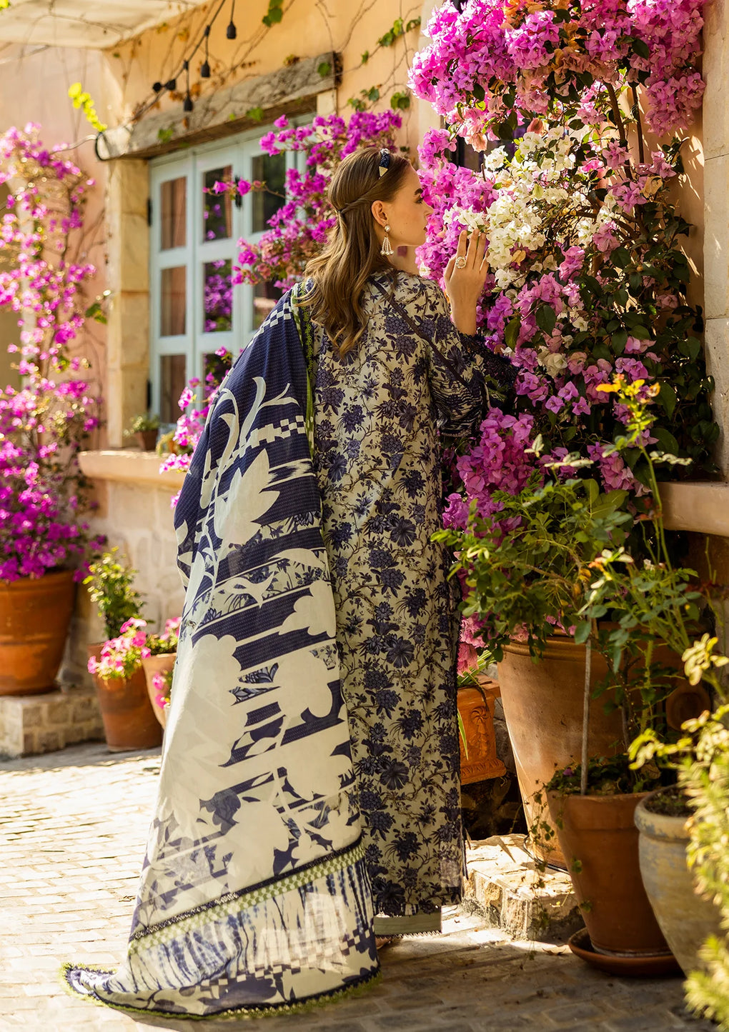 Elaf Premium | Print Chikankari 25 | ELK-01A BLUE BLOSSOM by Elaf Premium - Designer Dress - Type: Ladies Clothes - Available at Libayah - 100% Original