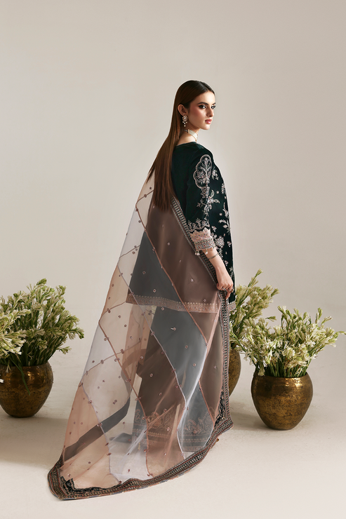 MEHRUUNISA – authentic Pakistani formal dress from the Emaan Adeel Zarposh Velvet 25 collection for women in the UK.