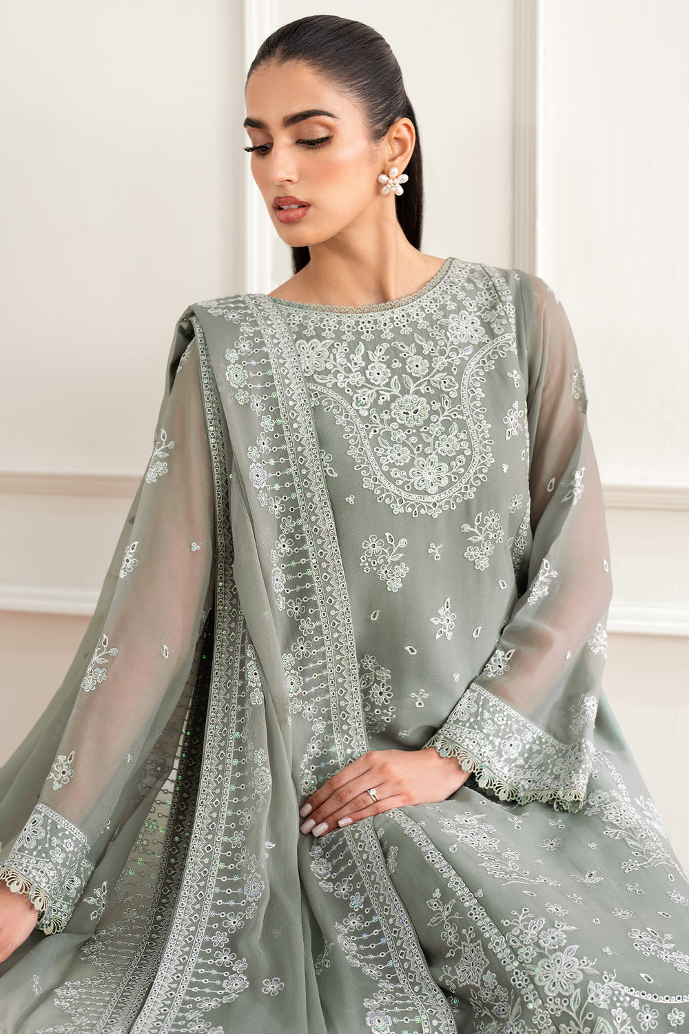 Farasha | Essence Formals 25 | Ash Green by Farasha - Designer Dress  - Type : Ladies Clothes - Available at Libayah - 100% Original 
