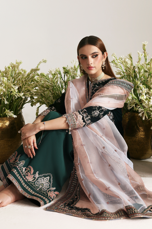 MEHRUUNISA – authentic Pakistani formal dress from the Emaan Adeel Zarposh Velvet 25 collection for women in the UK.